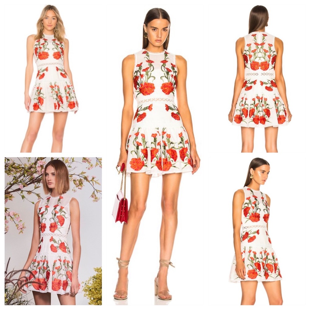 Alexis Sabella Sleeveless Floral-Embroidered Fit-and-Flare Linen Dress